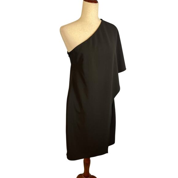 Lauren Ralph Lauren Women's One-Shoulder Jersey Crepe Shift Dress Black Size 12 - Picture 5 of 7